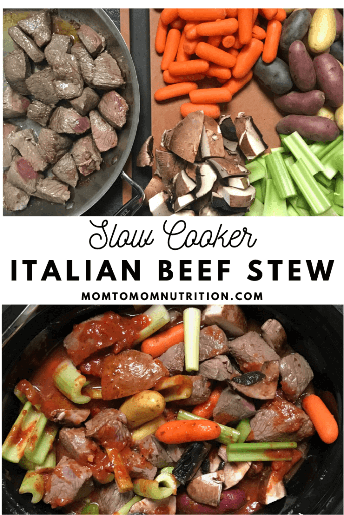 Slow Cooker Italian Beef Stew (1) - Mom to Mom Nutrition With the help of a few flavorful shortcuts and lots of Italian essentials like garlic, onion, and basil, Slow Cooker Italian Beef Stew is sure to be a cold weather staple in your kitchen this winter.