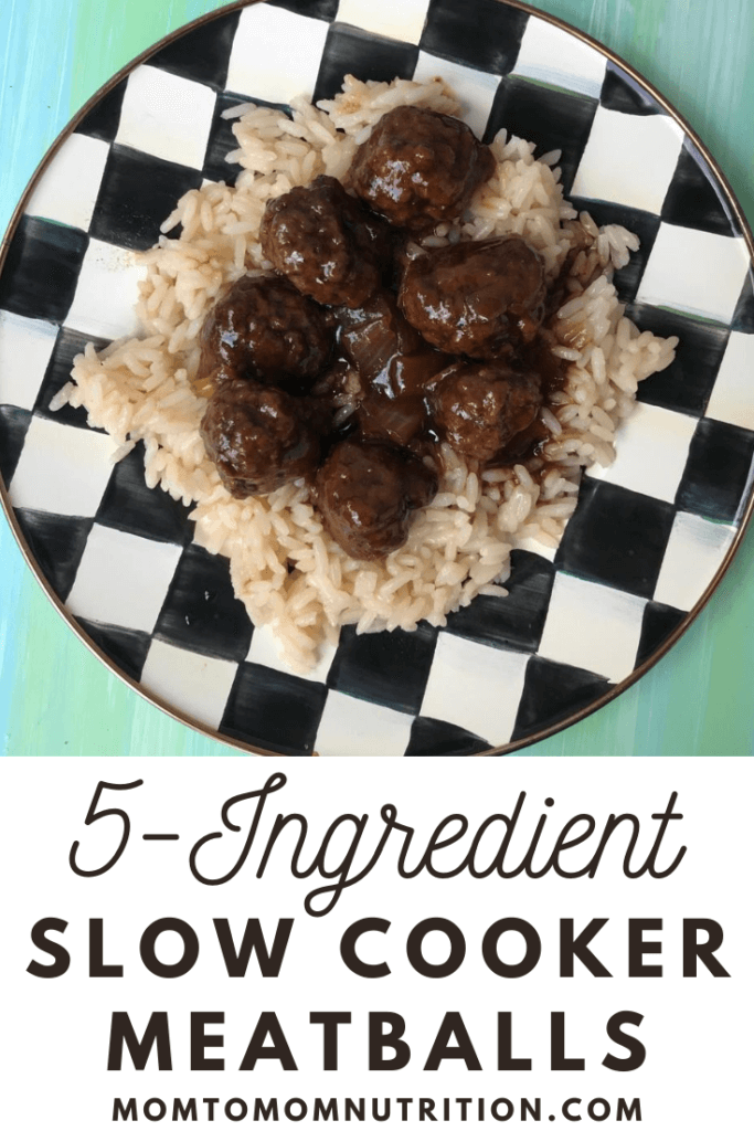 5 Ingredient Slow Cooker Meatballs are simple, saucy, and the ideal kid-friendly dinner. Once you have the meatballs rolled, just let your slow cooker do the work and enjoy in 4 hours! 
