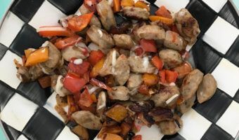 Skillet Sausage and Peppers is a quick, colorful dinner ready in less than 20-minutes. All you need is a few staple ingredients and a hot skillet, and dinner is ready!