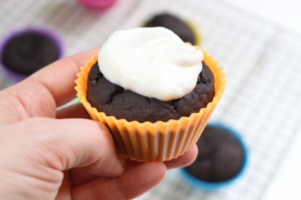 Healthy chocolate muffins with greek yogurt.
