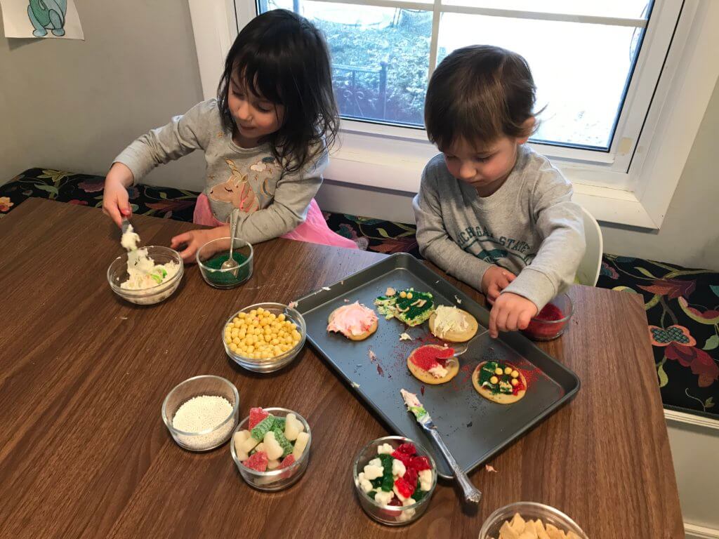 A Christmas Cookie Decorating Station is a simple, fun holiday-inspired activity for kids of all ages. Assemble the station based on your family's preferences for cookies, frosting, and toppings!&nbsp;