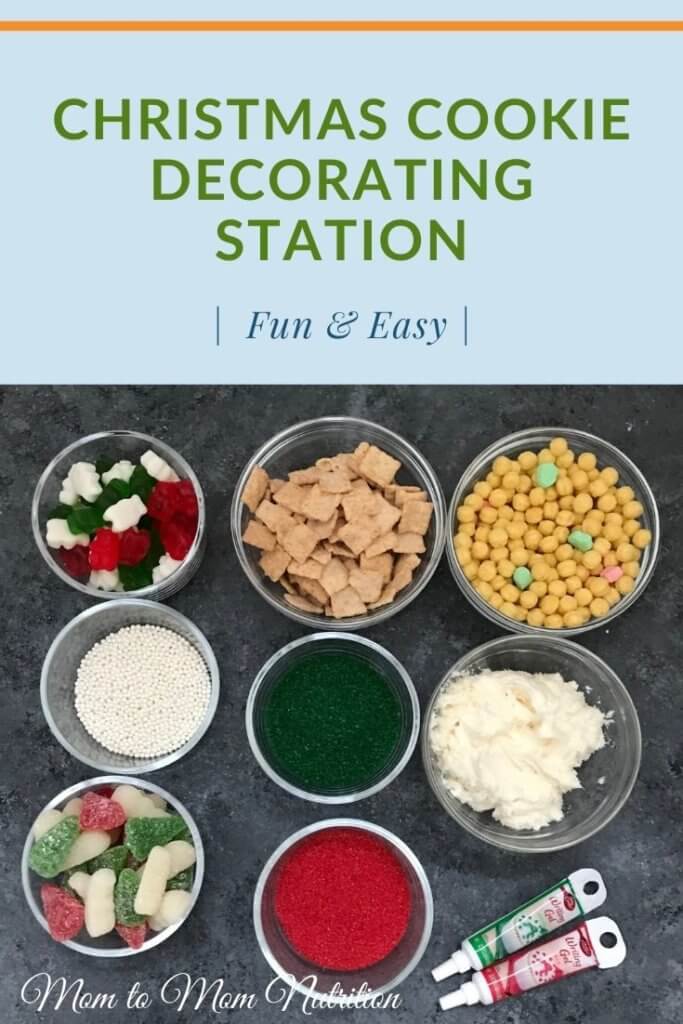 A Christmas Cookie Decorating Station is a simple, fun holiday-inspired activity for kids of all ages. Assemble the station based on your family's preferences for cookies, frosting, and toppings!&nbsp;#christmascookiedecoratingstation #decoratingstation #christmascookies #kidfriendly #kidfriendlyactivities #rdapproved