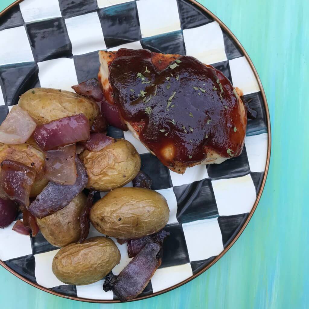 Sheet Pan BBQ Chicken and Potatoes is a weeknight dinner sure to become a family favorite. Ready in 30 minutes and the easiest post mealtime clean-up!