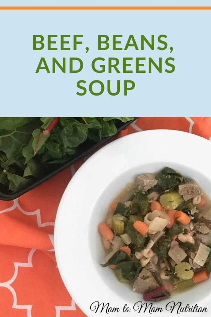 Celebrate strength, wealth, and health in the new year with Beef, Beans, and Greens Soup. Packed with nutrition and made with the ease of leftover beef roast. #healthybeefsoup #beansandgreenssoup #healthysoupwithgroundbeef #soupwithgroundbeef #mealpreprecipes #familymealrecipes #kidfriendlyrecipes