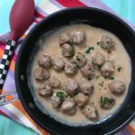 Skillet Swedish Meatballs are a one pot comfort meal, perfect for the littlest fingers or biggest forks in your family. Made with the ease of a simple skillet sauce and frozen beef meatballs.