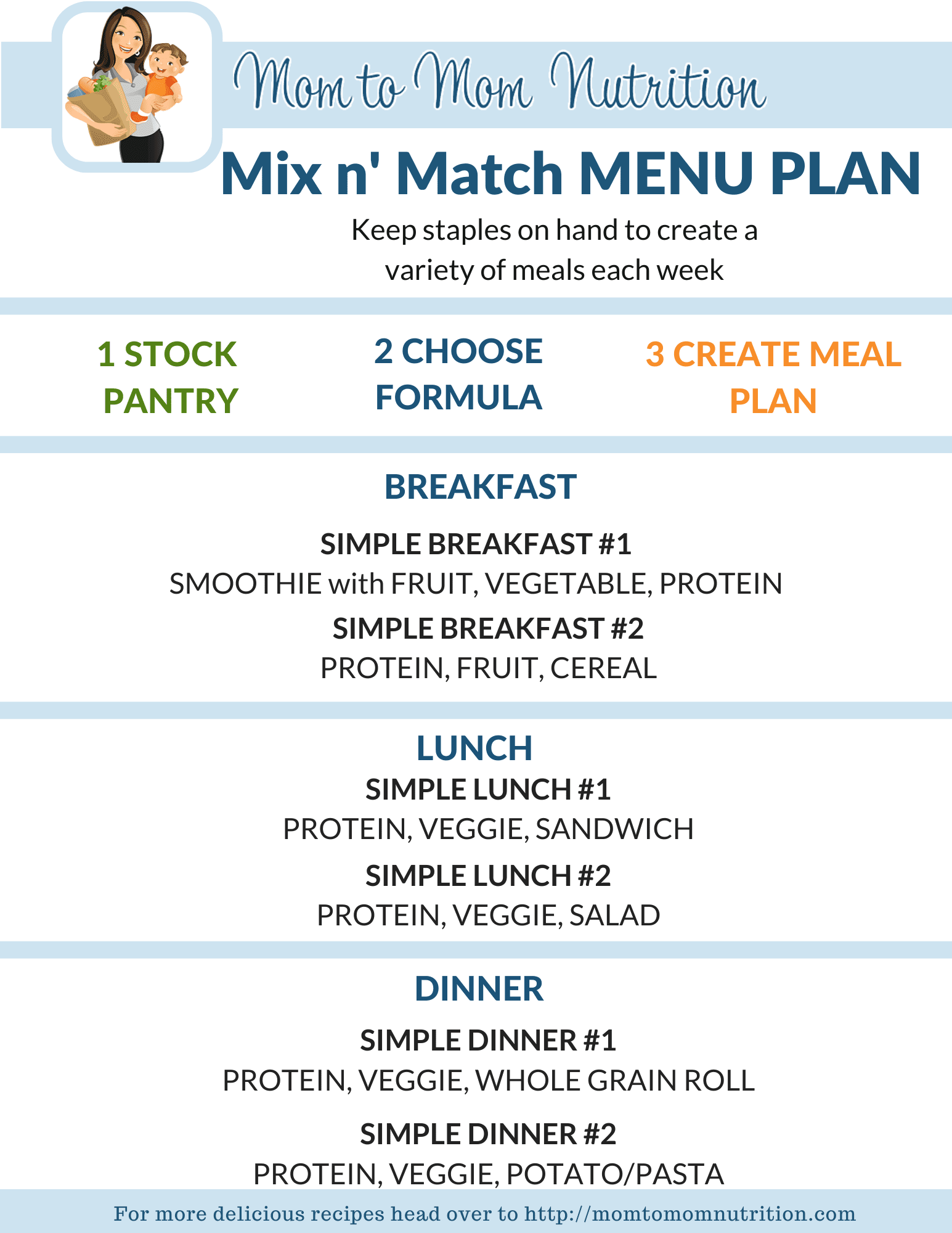 Mix and Match Meal Planning - Mom to Mom Nutrition