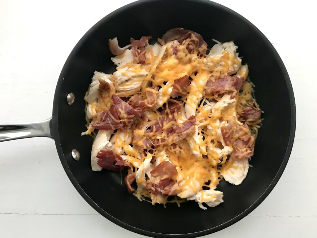 This family favorite Chicken Bacon Ranch Skillet is made with just four ingredients and is ready in under 15 minutes. A winner chicken dinner!