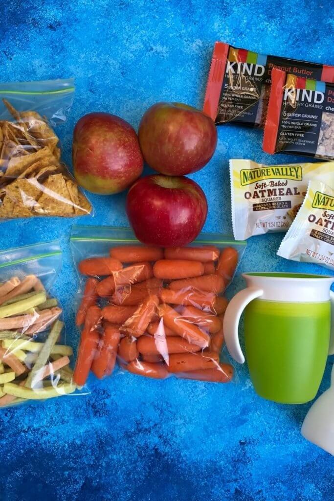 Snacks for summer in baggies on a table.
