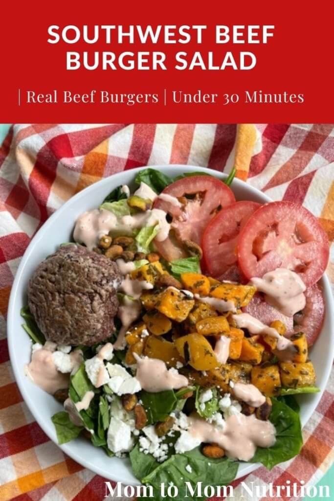 This Southwest Beef Burger Salad brings flavor and nutrition together in a veggie-centric, protein-packed salad that combines leftover grilled beef burgers with leafy greens and crunchy toppings. 