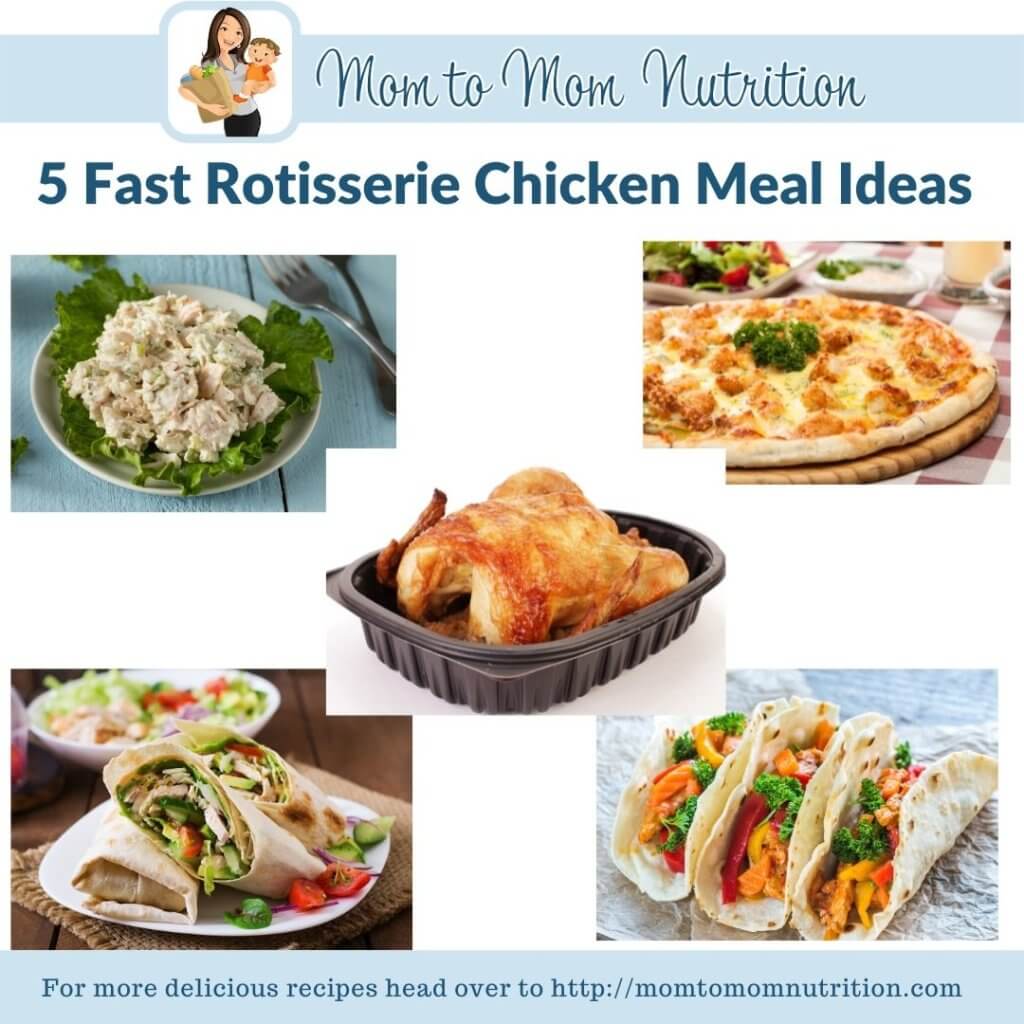 rotisserie chicken - Mom to Mom Nutrition Get dinner on the table with little thought and prep with these 5 simple rotisserie chicken meal ideas.
