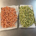 Red and green Christmas Caramel Corn is festive, sweet, and super easy to make with the help of your microwave. No corn syrup needed with a maple syrup swap. 