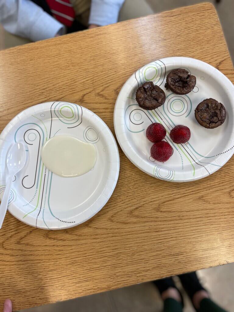 IMG_9072 - Mom to Mom Nutrition Santa Hat Brownie Bites are the perfect Christmas-themed dessert. The taste of chocolate, strawberries, and frosting come together for a simple, festive treat!