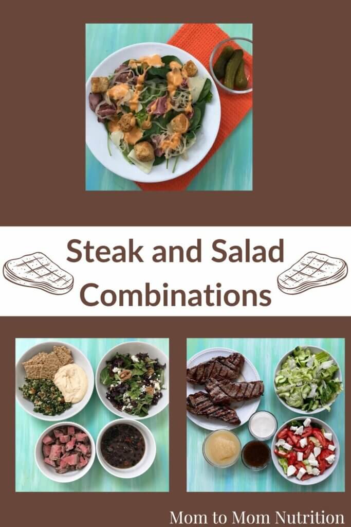 Steak and salad combinations provide the best of both worlds: lots of color and nutrition in every bite. Mix n' match your favorite cut of beef with your favorite salad mix-in's!&nbsp;