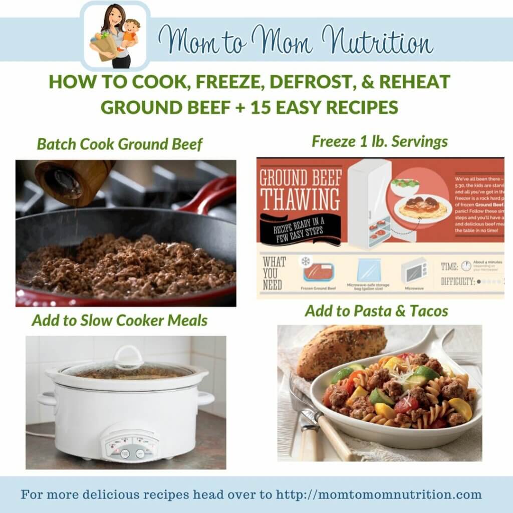 Make mealtime THAT much easier by batch cooking Ground Beef, freezing labeled portions, and reheating for an easy dinner. Grab one or more of these 15 quicker than crock pot Ground Beef recipes. 