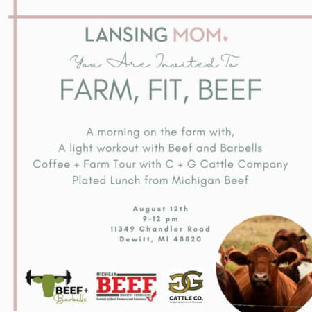 Lansing Mom-42 copy 4 - Mom to Mom Nutrition Fitness on the Farm with Lansing Moms was an exclusive event for the executive team + contributors of the locally owned and operated parenting website Lansing Moms. Fitness on the Farm was planned and executed by the Michigan Beef Industry Commission in partnership the host farm family, G&G Cattle Company.