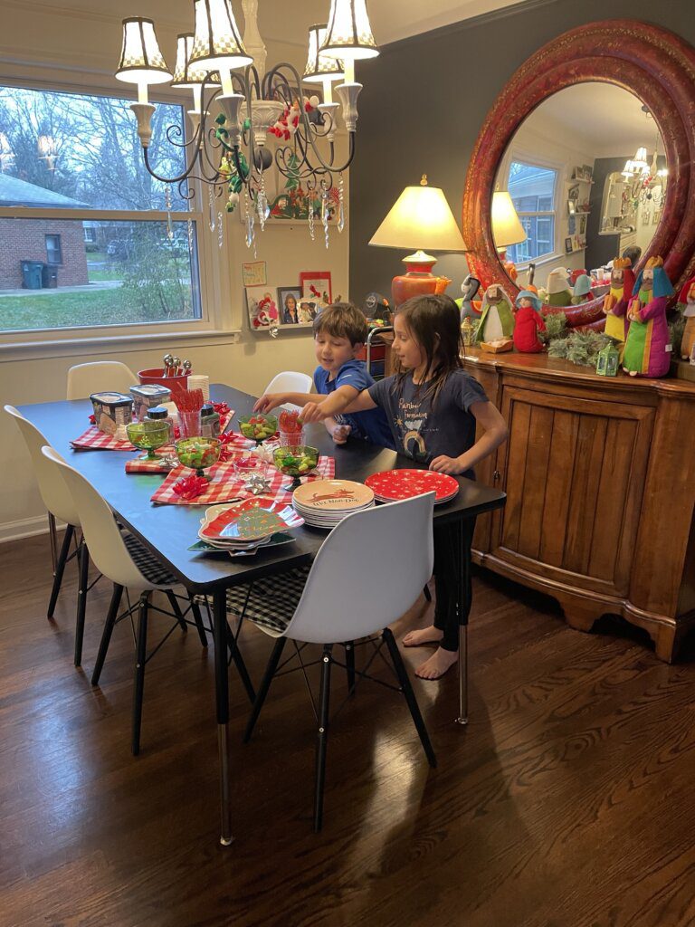 img_6576-1 - Mom to Mom Nutrition Snowman Ice Cream Sundaes are cute, festive, and double as a craft project for kids. There's no baking involved in this holiday dessert and the best part is that everyone can make their own!