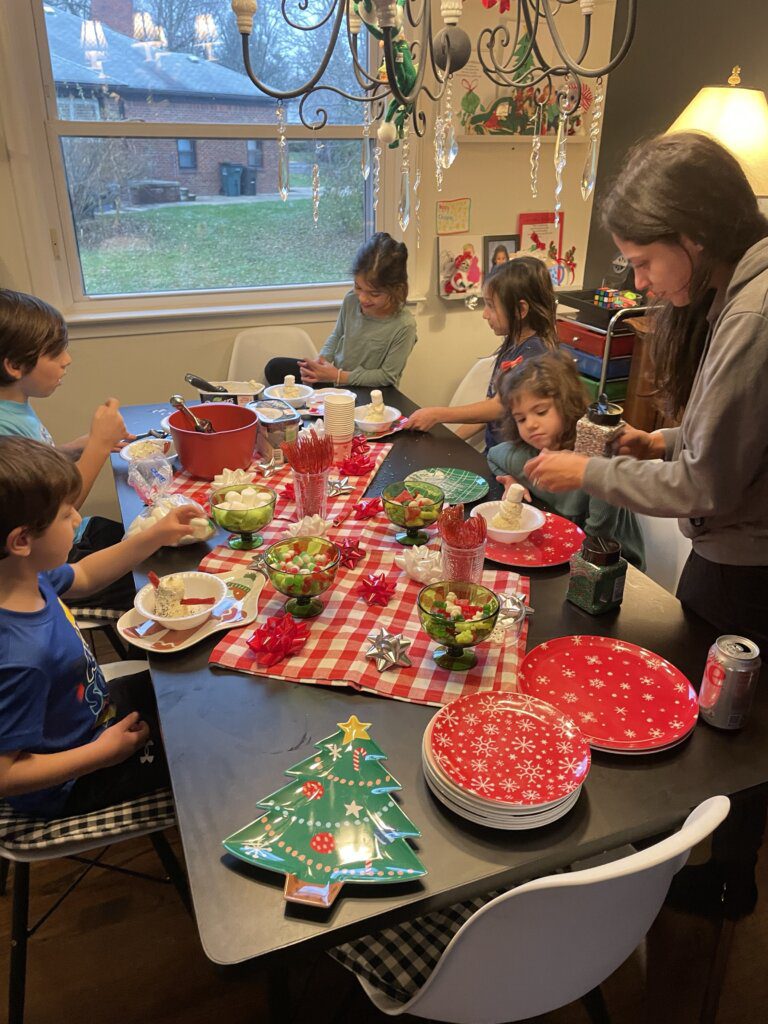img_6587-1 - Mom to Mom Nutrition Snowman Ice Cream Sundaes are cute, festive, and double as a craft project for kids. There's no baking involved in this holiday dessert and the best part is that everyone can make their own!