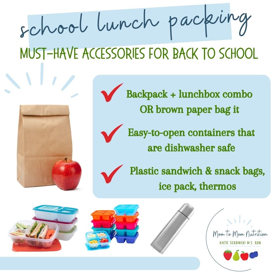 Here are a few school lunch accessories that have helped me, a busy Mom of 4 school-age children, pack lunches with efficiency and ease each week. 