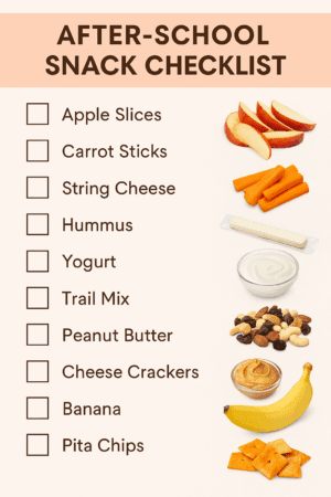 After-School Snack Checklist - Mom to Mom Nutrition Keep kids satisfied (without ruining dinner!) with these healthy after-school snack ideas. Includes easy recipes, grab-and-go options, and a free snack checklist!