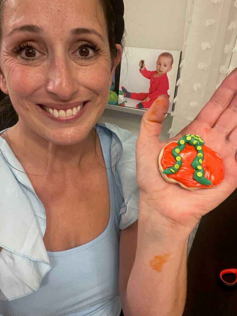 IMG_0850 - Mom to Mom Nutrition Halloween sugar cookie decorating made easy! Fun, messy, and memorable family night with kids using store-bought frosting and spooky cookie cutters.