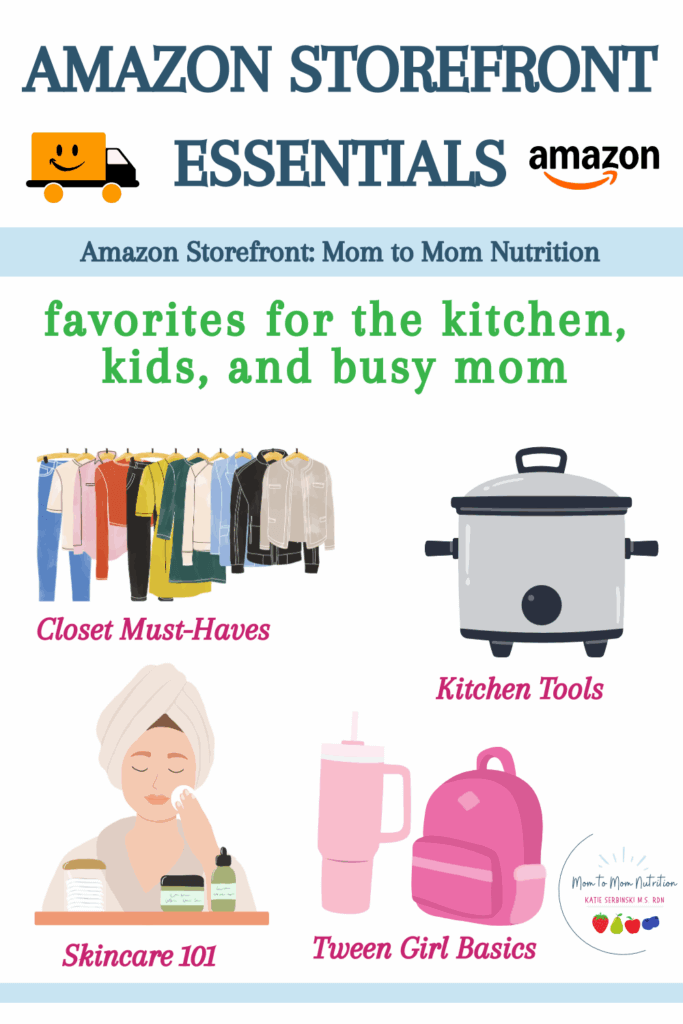 Shop my Mom to Mom Nutrition Amazon Storefront for the kitchen tools, lunchbox gear, mom essentials, kids basics, and home helpers that make family life easier. These are the real products I use as a busy mom of four.