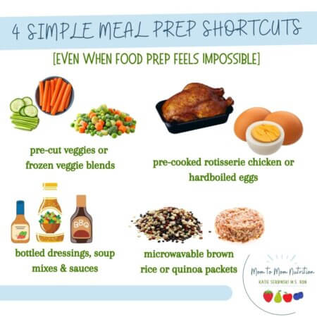 Short on time and energy? These 4 simple meal prep shortcuts help busy moms eat well without stress—even when food prep feels impossible.