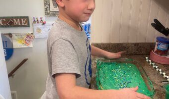 We decided to bake a cake. Not for a birthday. Not for a holiday. Not even because company was coming over. Just because.