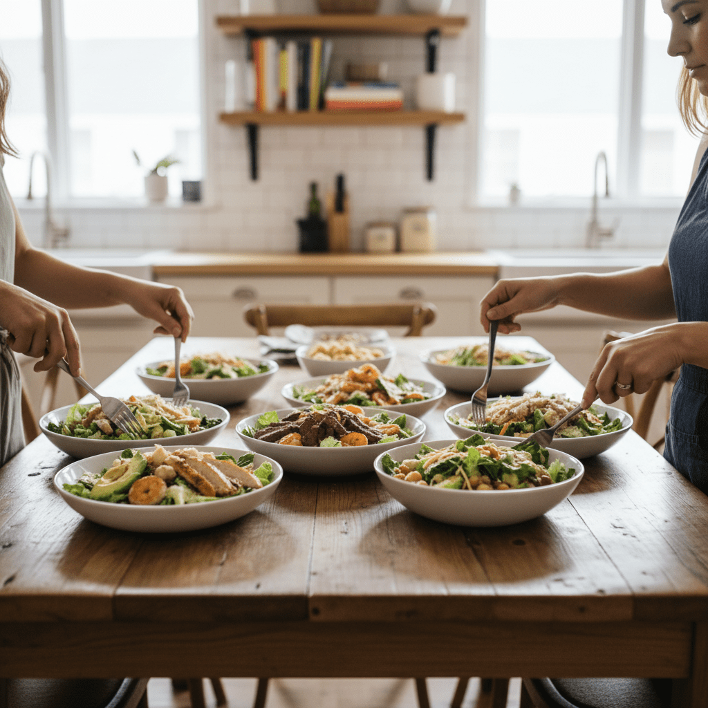 Nana’s Caesar salad dressing is the base of this easy customizable dinner. Build your own Caesar salad bowls with chicken, shrimp, steak, or veggies for a meal that’s quick, fresh, and family-approved.
