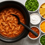 Make dinner easier with this slow cooker salsa chicken recipe! Turn one simple recipe into 3 easy family meals—taco bowls, quesadillas, and nachos. Perfect for busy moms and sports nights.