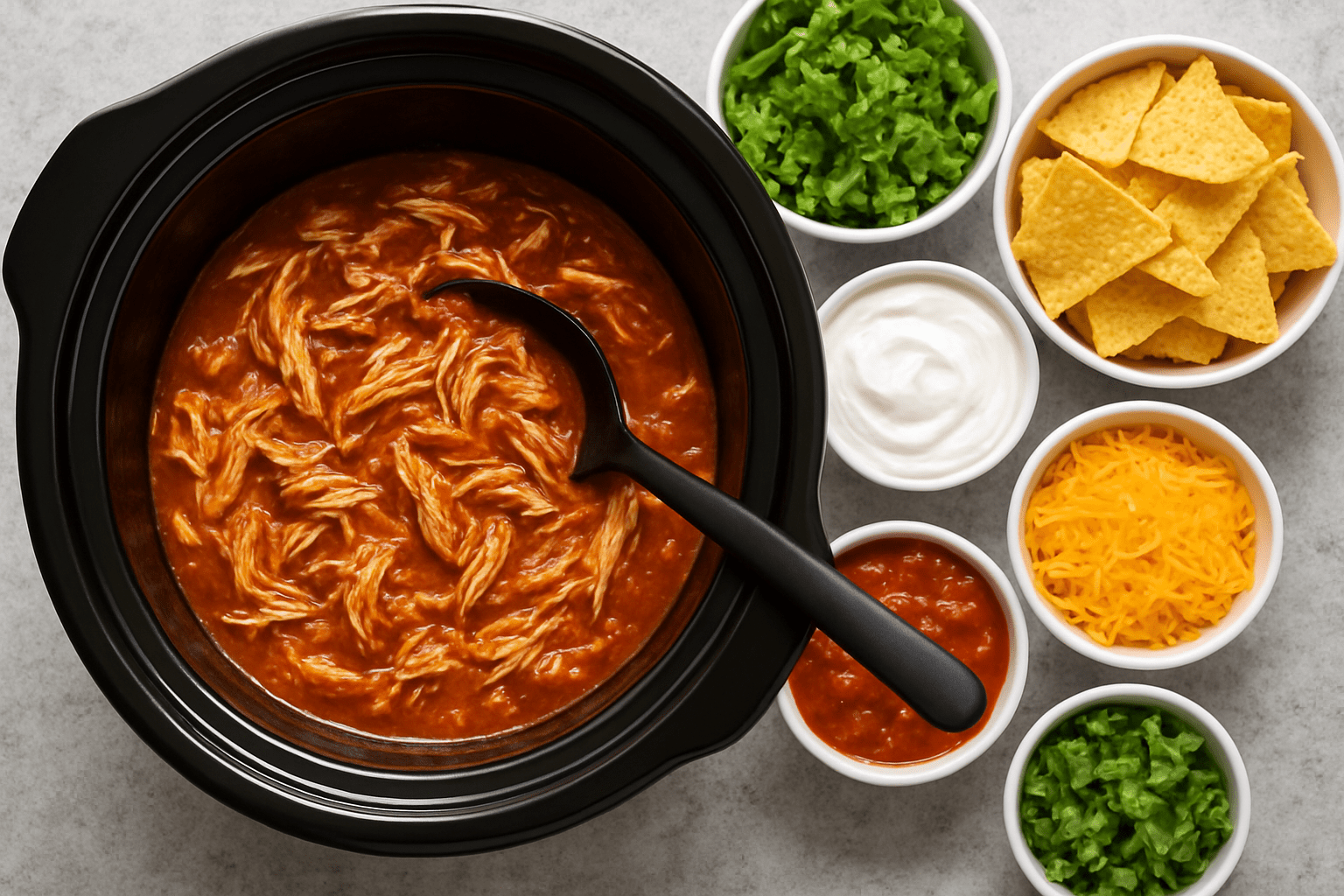 Make dinner easier with this slow cooker salsa chicken recipe! Turn one simple recipe into 3 easy family meals—taco bowls, quesadillas, and nachos. Perfect for busy moms and sports nights.