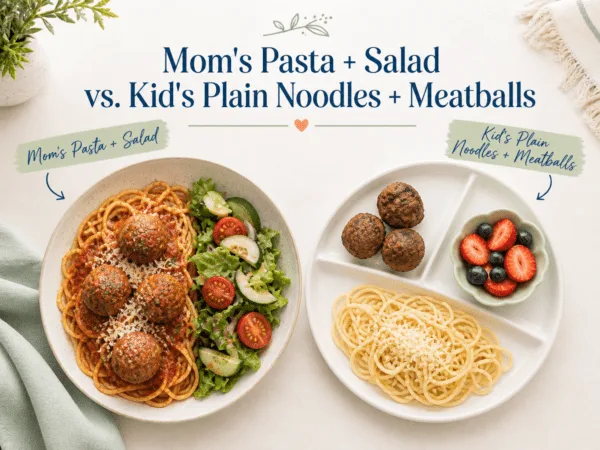 Stop making two dinners. Learn the simple “same dinner, different plate” method to feed picky eaters without extra stress.