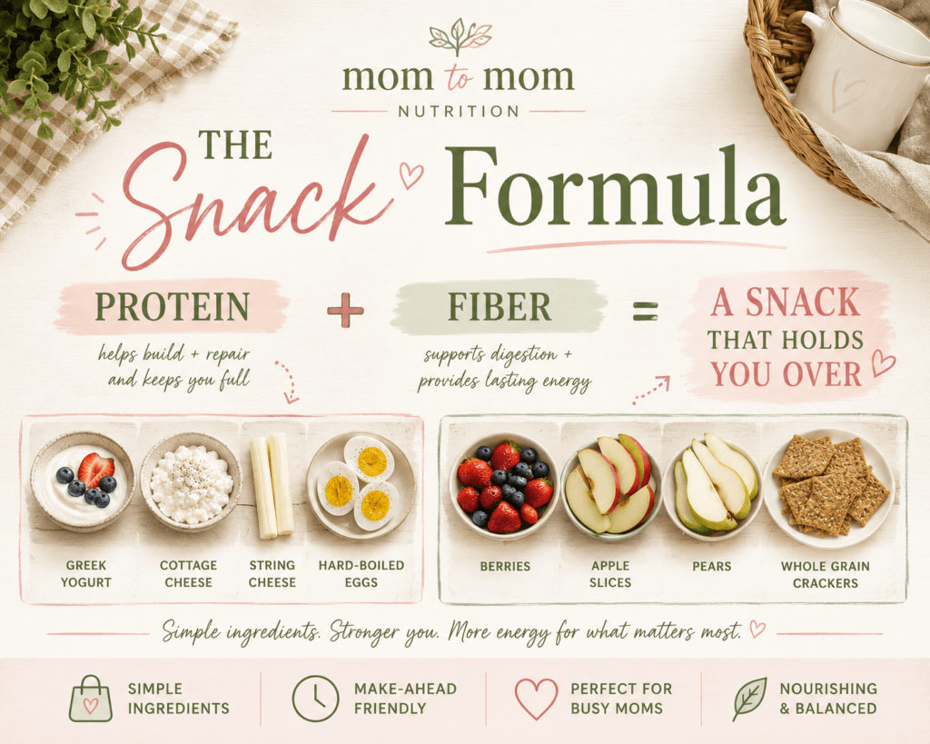 Snack Formula High Protein Snacks - Mom to Mom Nutrition Easy high-protein snacks for busy moms — make-ahead and grab-and-go ideas that actually keep you full, from a Registered Dietitian and mom of four.