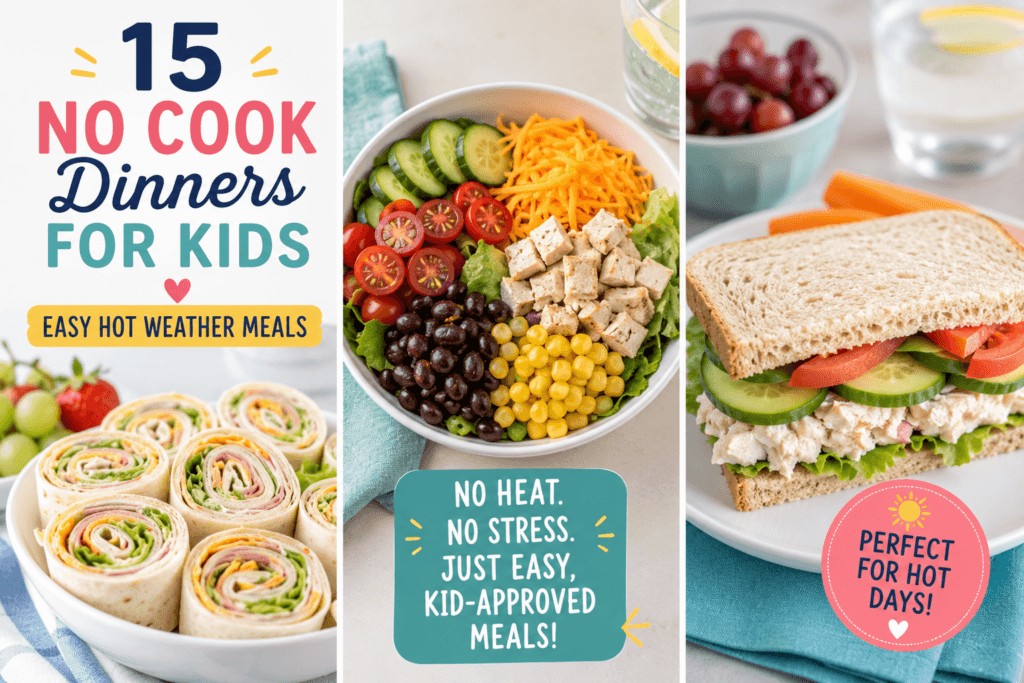 15 No Cook Dinners for Kids - Mom to Mom Nutrition Too hot to cook? These 15 no cook dinners for kids are healthy-ish, kid-approved, and dietitian-created — no oven, no stove, no sweat. Dinner is done!